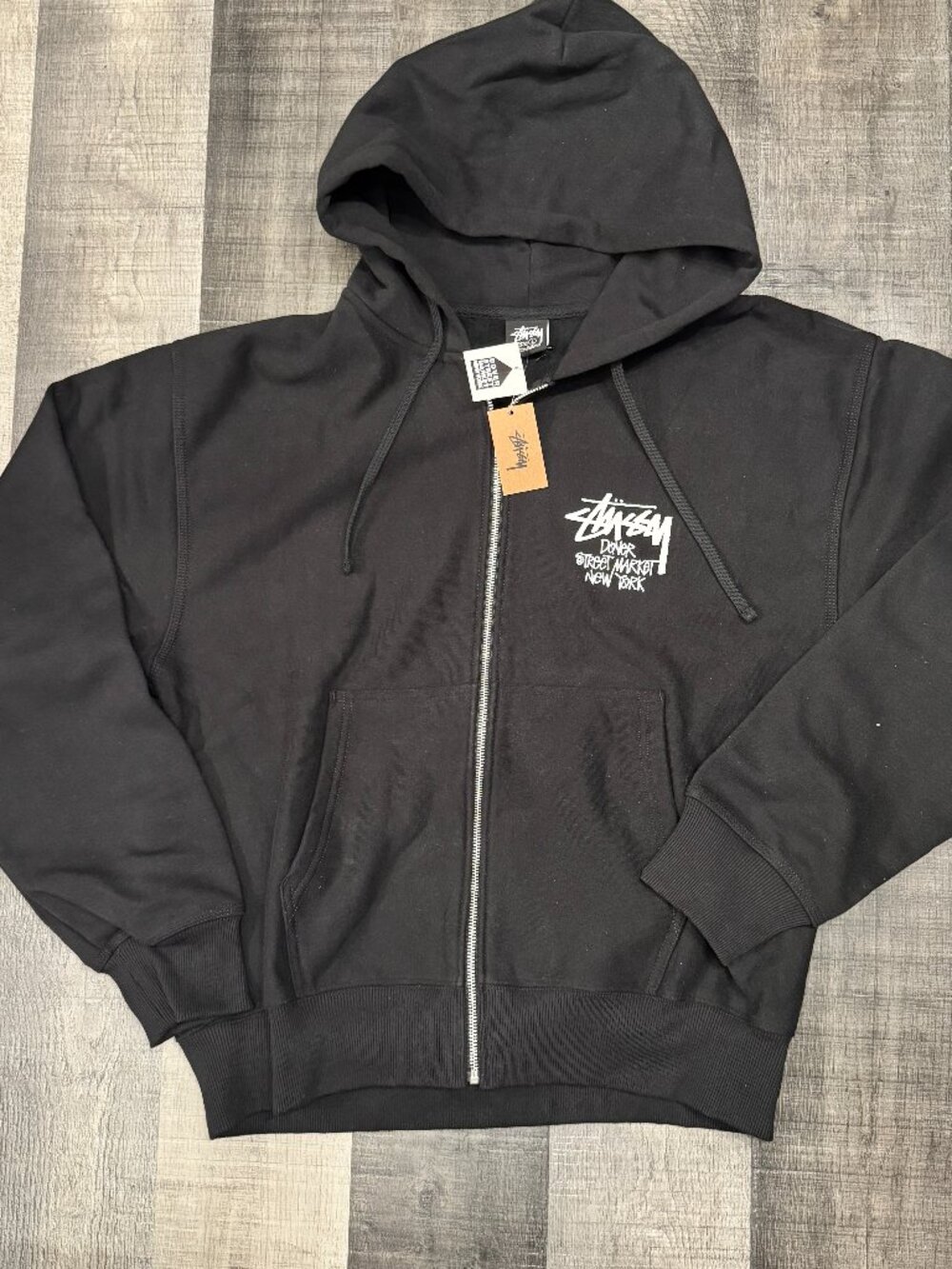 Stussy New York Exclusive Zip Up Hoodie Black L